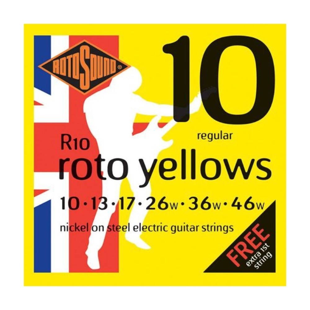 驚きの値段】 ROTOSOUND R10 Roto Yellows NICKEL REGULAR 10-46 エレキギター弦×3