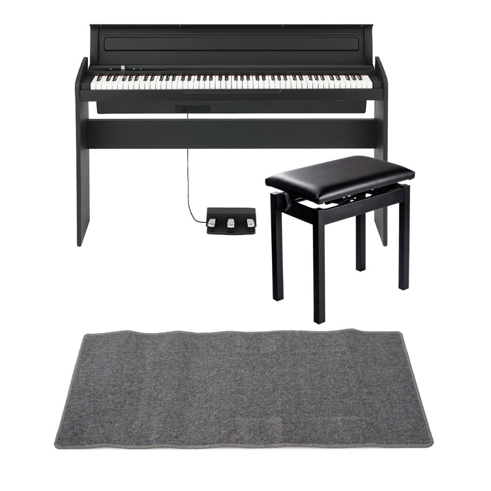 KORG LP-180 BK 電子ピアノ 高低自在椅子 ピアノマット(グレイ)付き