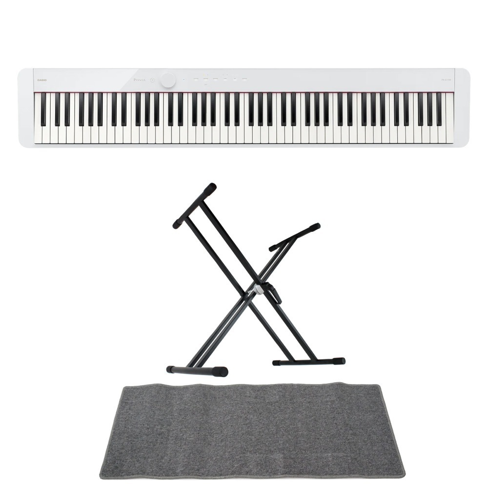カシオ 電子ピアノ デジタルピアノ CASIO Privia PX-S1100 WE ホワイト スタンド マット 3点セット [鍵盤 DMset] 