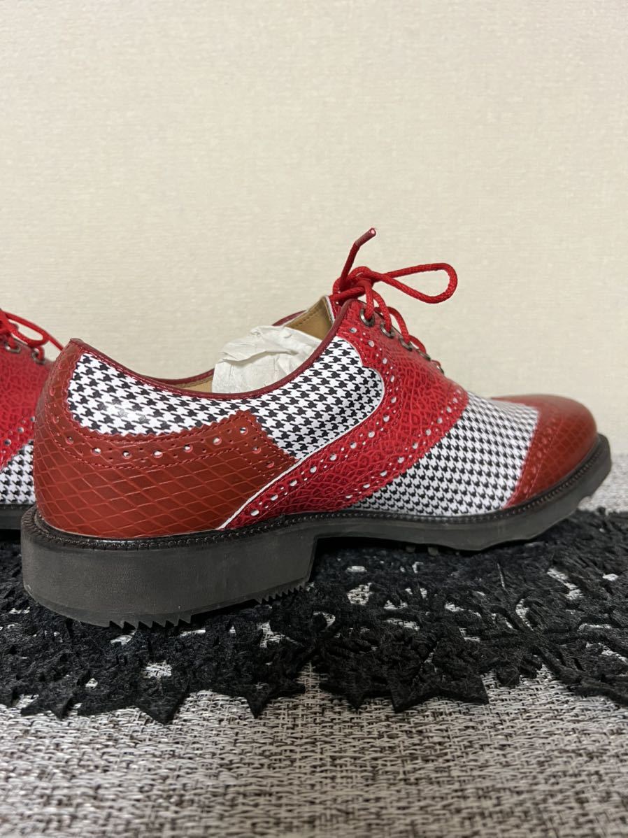 超美品 使用3回 MyJoys フットジョイ Iconアイコン 24.5センチ 本革 千鳥柄 _画像3