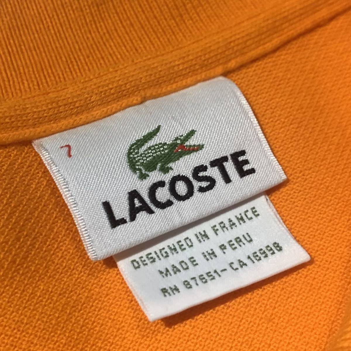 希少 90s ビンテージ LACOSTE ポロシャツ 鹿子 胸元 ワンポイント ラコステ オレンジ 1990年代_画像4