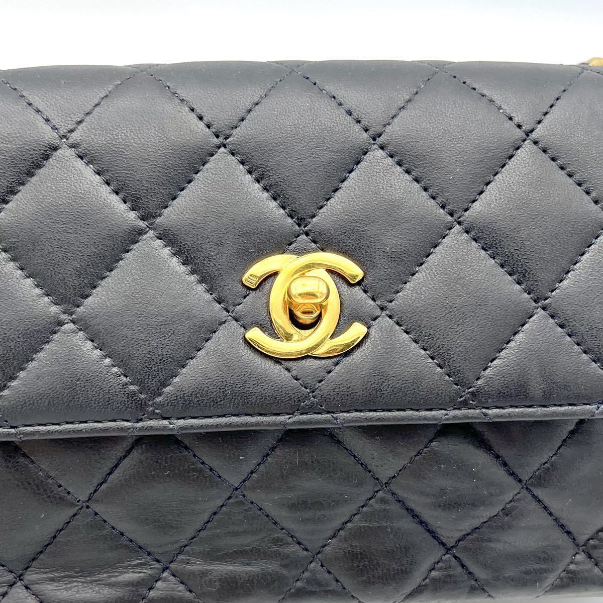 1円 良品 CHANEL シャネル ラムスキン ミニ マトラッセ チェーン 特別セーフ 黒 チェーンショルダーバッグ ターンロック 20 ミニマトラッセ シャネル 良品 ショルダーバッグ
