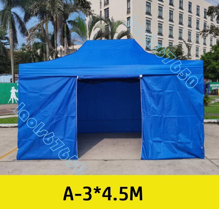 鉄フレーム 4面透明布 テント 屋外 4本足 折りたたみ サンシェード 格納式 キャノピー 4コーナーイベント祭り傘 タープテント A-3*4.5M