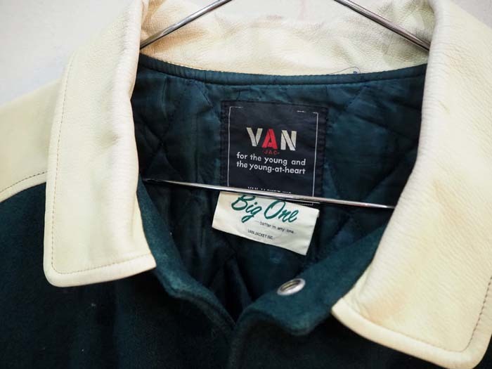 ◇VAN JAC STAFF(スタッフ)袖レザー 袖革 ウール スタジアム