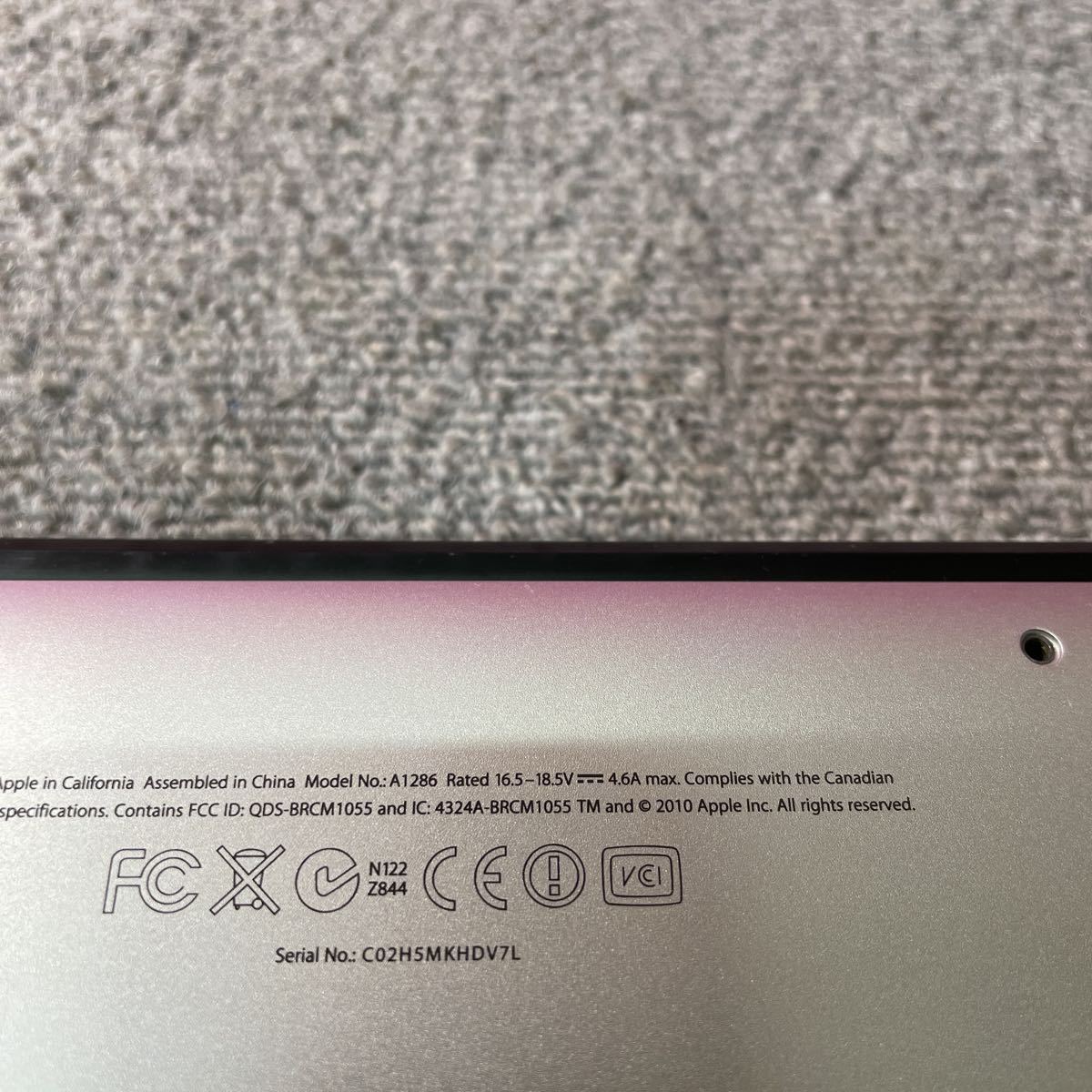 a-391「激得」Mac book Pro　　13-inch Model:A1286 2010モデル　core i5?i7? SSD.HDD・メモリ　ACアダプタ欠品　愛知発　ジャンク品_画像6