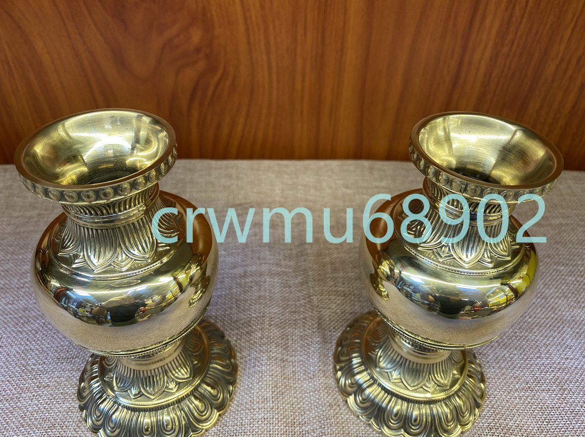 密教法具 美品 別上筋彫前具 華瓶一組 密教法具 美品 別上筋彫前具 華瓶一組