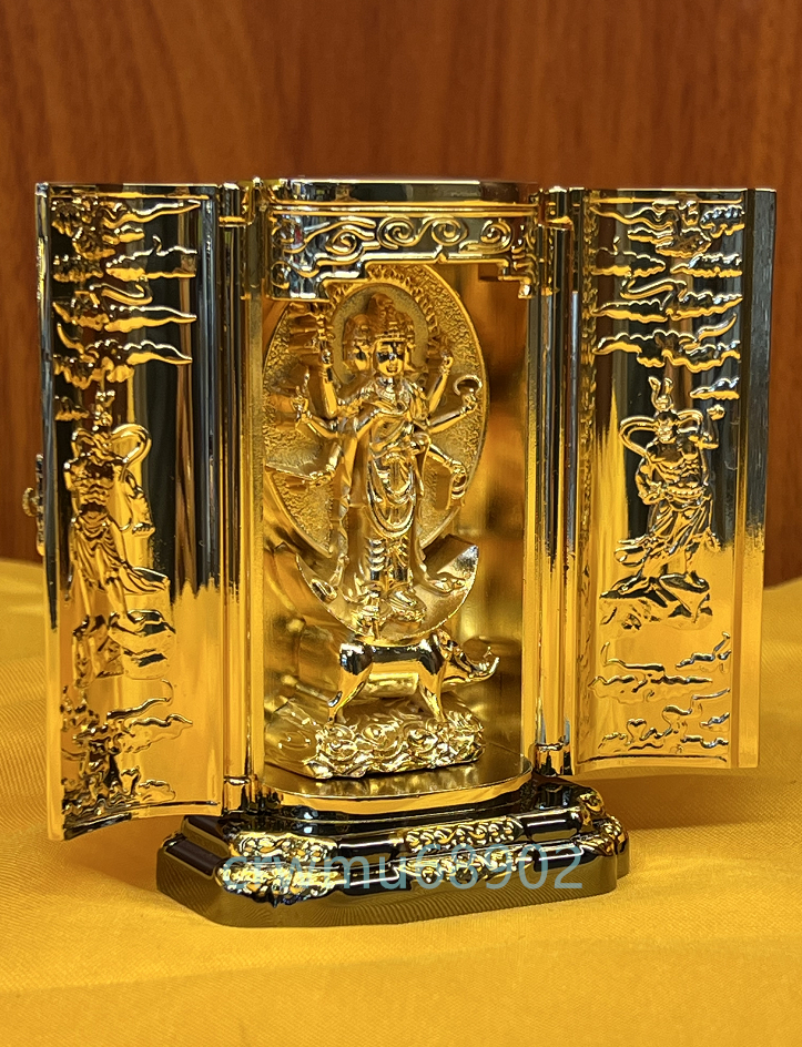 仏像 厨子入り 銅製 金メッキ 摩利支天 高さ10.5cm_画像6