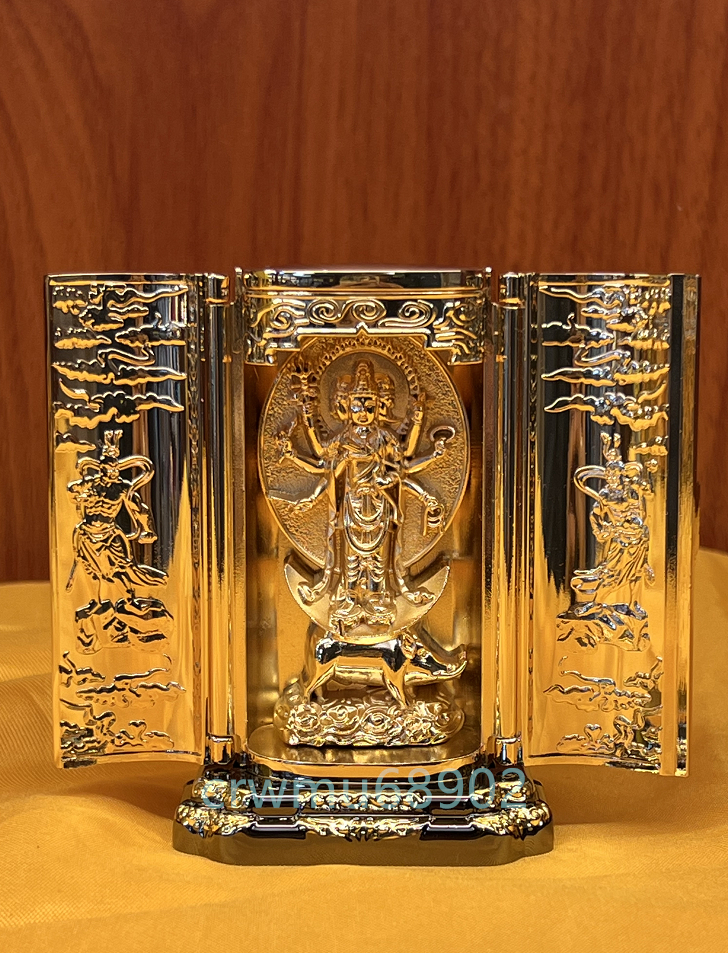 仏像 厨子入り 銅製 金メッキ 摩利支天 高さ10.5cm_画像5