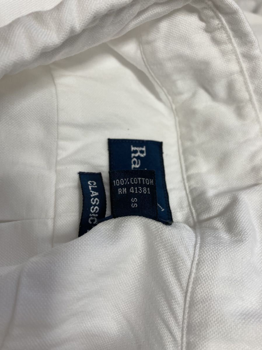 USAヴィンテージ 90's Ralph Lauren ラルフローレン ボタンダウンシャツ 半袖シャツ 白シャツ XL_画像5