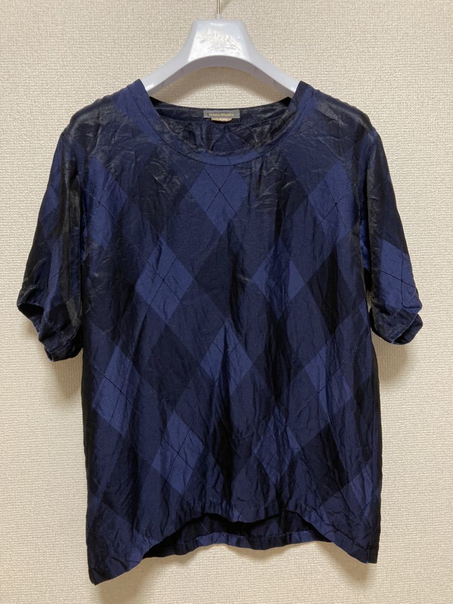 80's ISSEY MIYAKE ヴィンテージ Tシャツ イッセイミヤケ 半袖Tシャツ アーガイル柄カットソー ネイビー