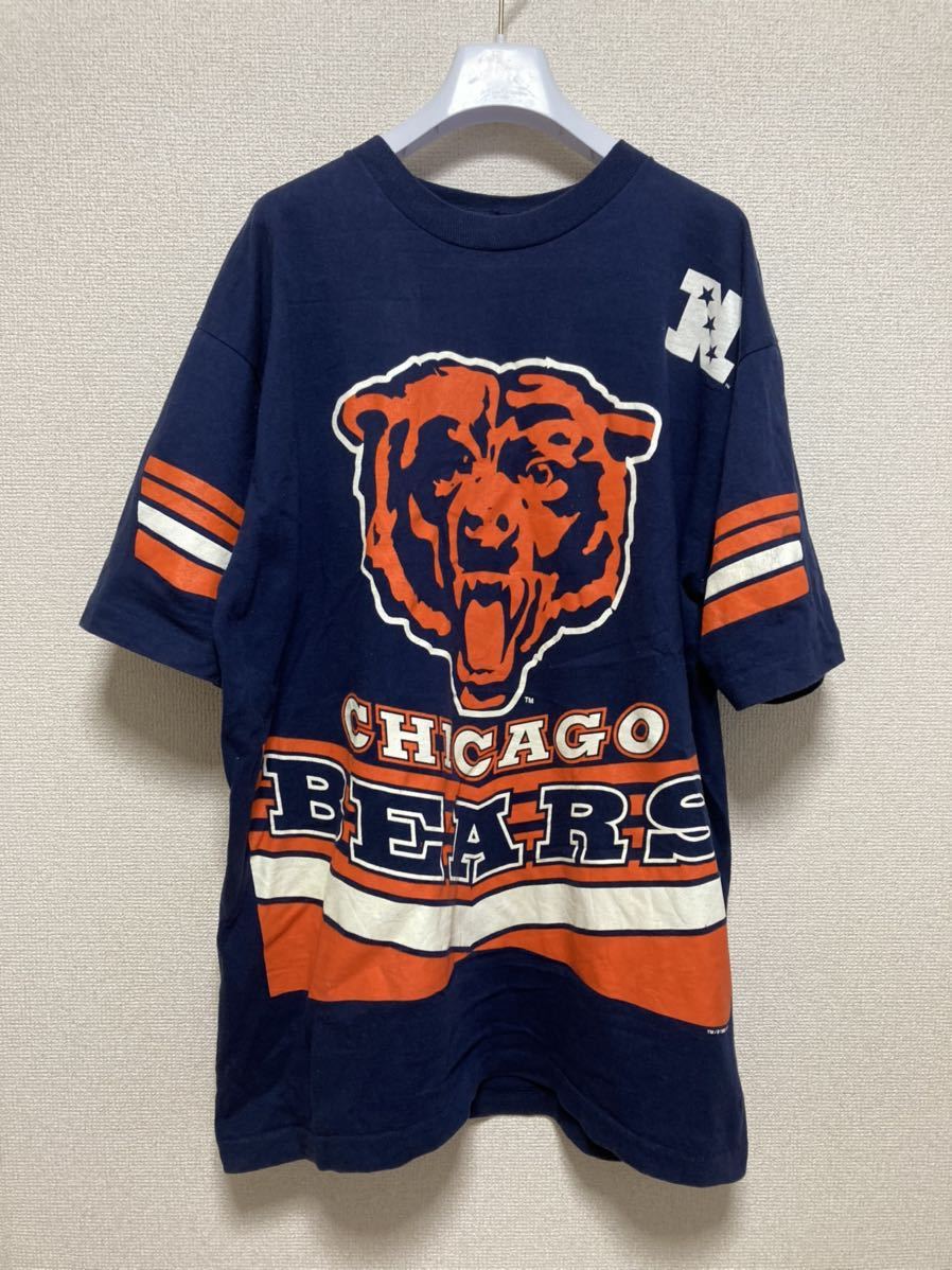 90's USAヴィンテージ NFL CHICAGO BEARS シカゴベアーズ 半袖Tシャツ XXL ネイビー USA製　アメフト_画像1