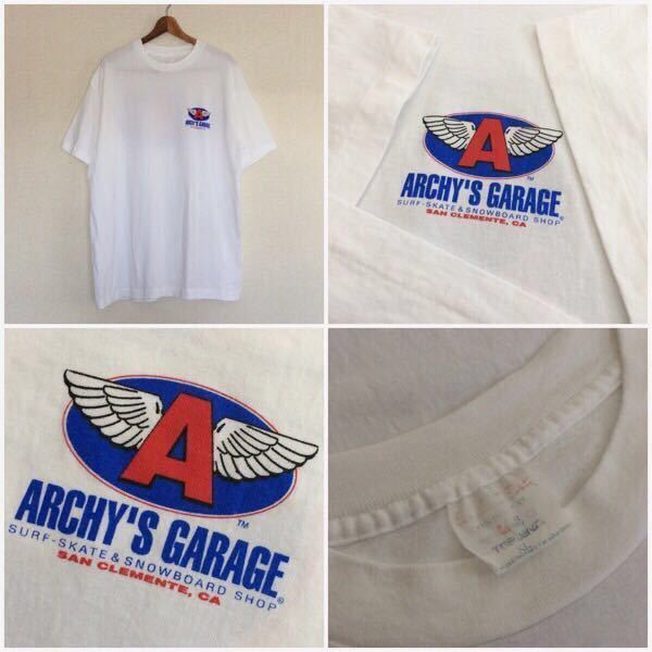  Vintage 90s[Archy\'s Garage] футболка USA производства XL б/у одежда грязь арка болт pa well Old skate 80s POWELL DOG TOWN ZORLAC
