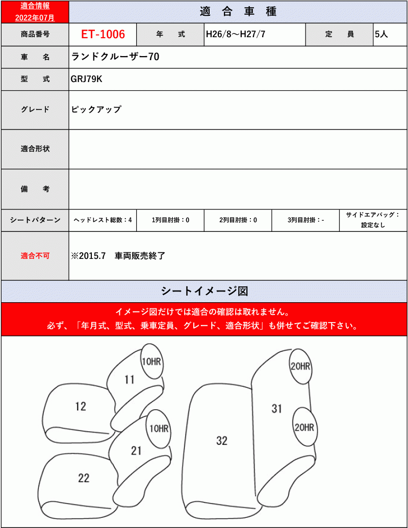 [Clazzio]GRJ76K_GRJ79K ランドクルーザー70(H26/8～H27/7)用シートカバー[クラッツィオ×ジュニア]_画像5