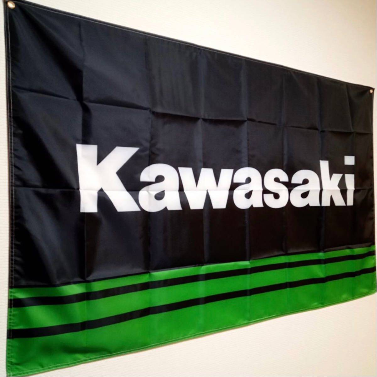 匿名配送】カワサキ フラッグ （耳無し）kawasaki バイク ガレージ 旗