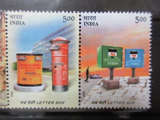 ★郵便関係の切手★　ポスト　4種　インド　未使用 / MNH　2005年発行_画像3