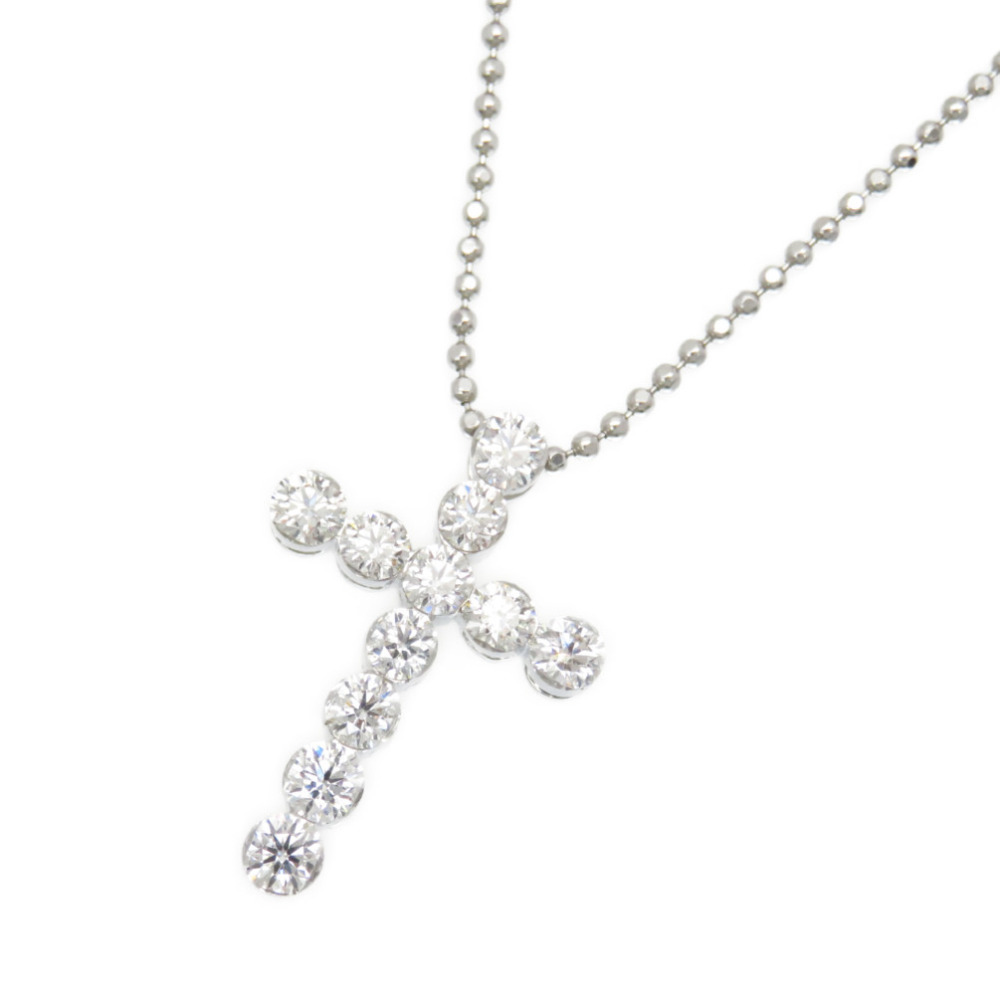 新品同様 ダイヤモンド 1.00ct K18WG クロス ネックレス プラチナ