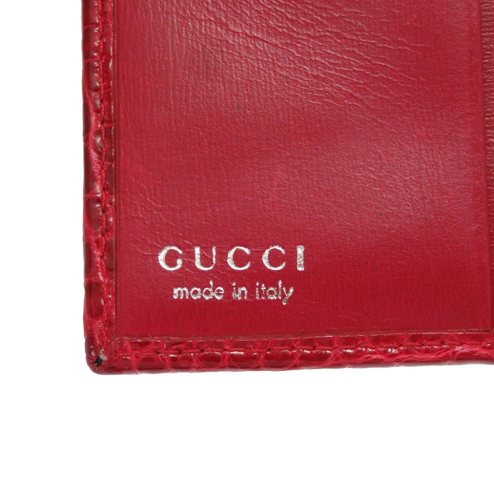 美品 グッチ クロコダイル クロコ レッド 赤 035 0416 2031 3つ折り財布 財布 0143 GUCCI_画像5