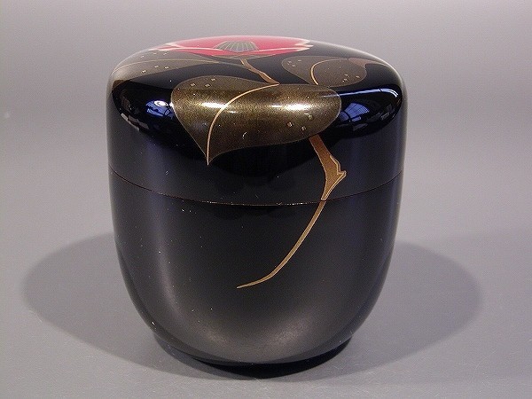 茶道具 棗 金椿蒔絵 茶道具 輪島塗 椿蒔絵 棗 涛山 作 平野漆器店謹製