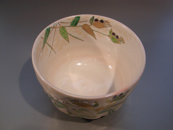 茶道具 抹茶茶碗 色絵 露草（つゆくさ）、京都 鈴木一点作-N、桐共箱 新品。 3