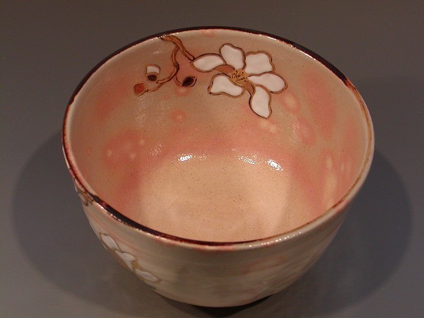 茶道具 抹茶茶碗 乾山写 木蓮（もくれん）、京都 鈴木一点作、桐共箱