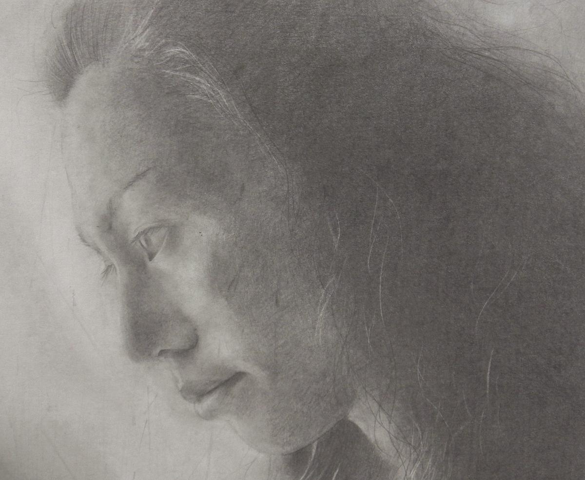水元正也(1984-)●リアリズム鉛筆画4号『沈黙』●新額●女性の体のパーツに対するフェテシズムの画像4