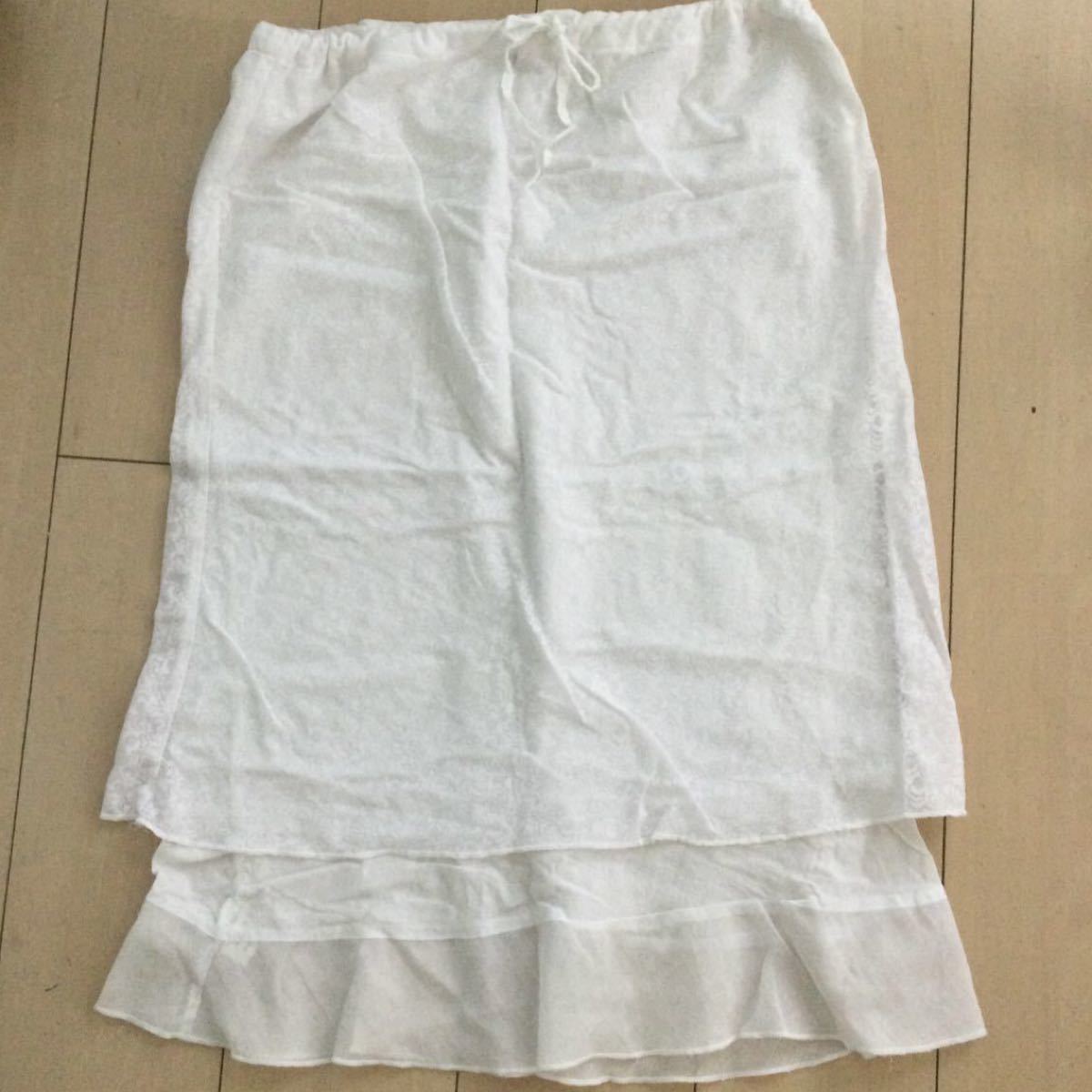白　インド綿スカート　