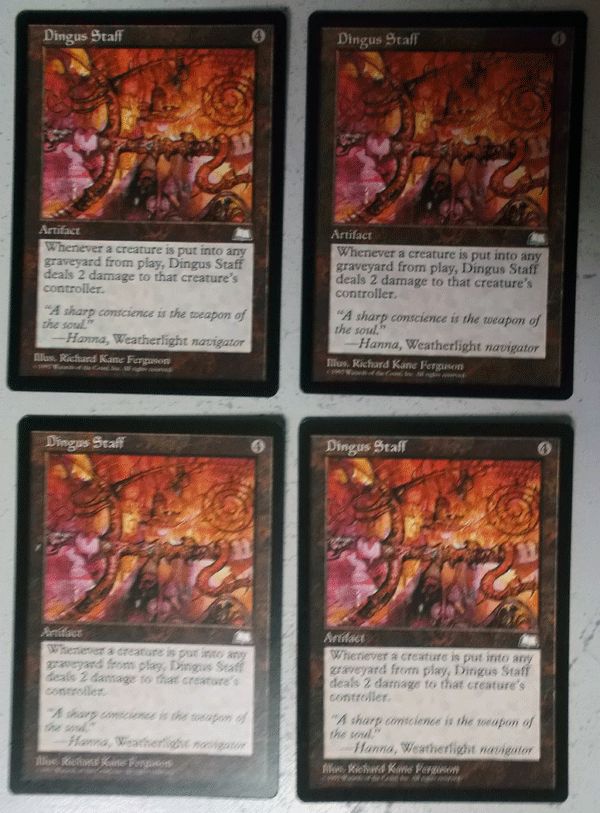 ｍtg 英語 4枚セット Dingus Staff 不明の杖 ウェザーライト アンコモン 入手困難