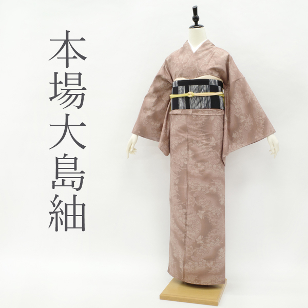 本場大島紬 着物 恵 白恵泥 カジュアル 新古品 仕立て上がり 身丈166
