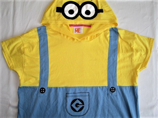 ★古着 DESPICABLE ME 怪盗グルーの月泥棒 ミニオン 半袖パーカーＴシャツ M~L 身幅ワイドシルエット レディース 女性用 コスプレ 仮装★_画像3