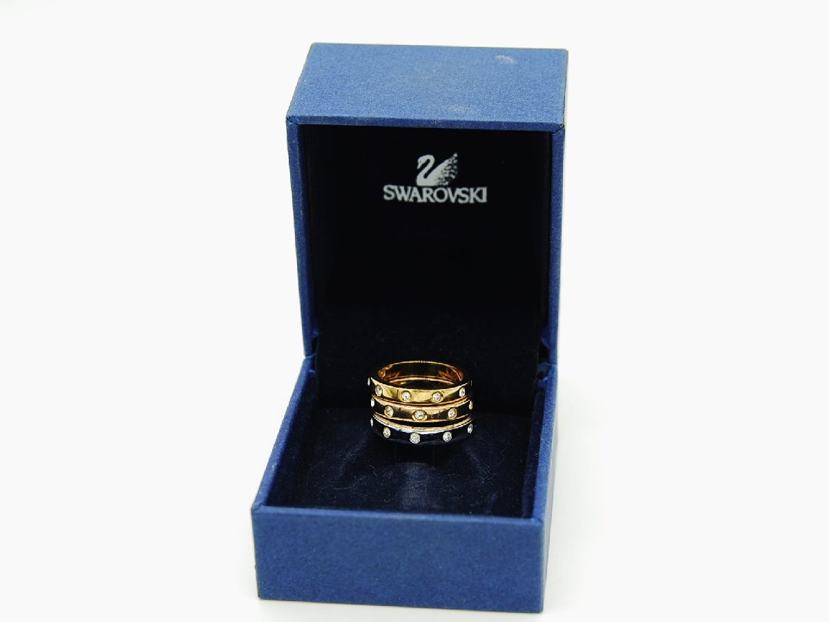 #[YS-1] Swarovski Swarovski # ring 3 ream ring crystal attaching # 9 number clear × gold color silver color series # original box [ including in a package possibility commodity ]#C