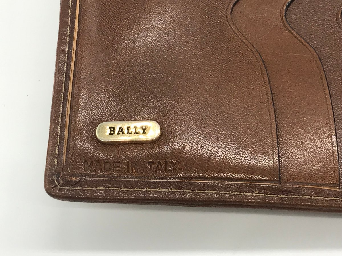 ■【YS-1】 バリー BALLY ■ 2つ折り 財布 小銭入れ有り ■ 茶系 縦10cm×横10cm イタリア製 【同梱可能商品】K■_画像8