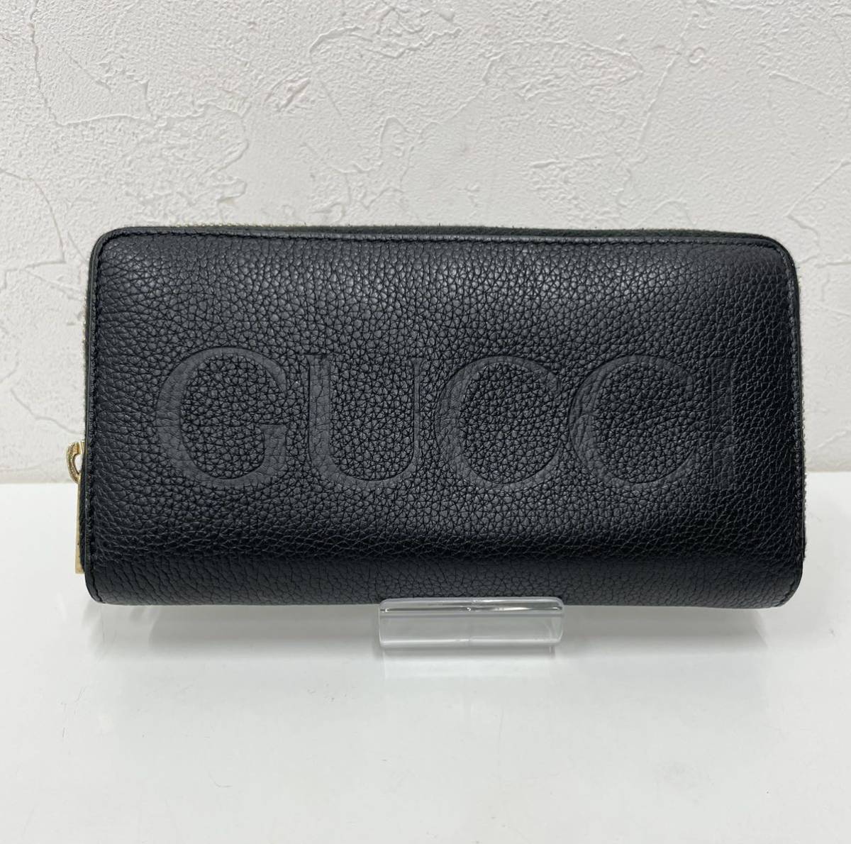 GUCCI グッチ 長財布 ウォレット ブラック 黒 レザー ロゴエンボス ジップクロージャー 66869 525040 メンズ_画像1