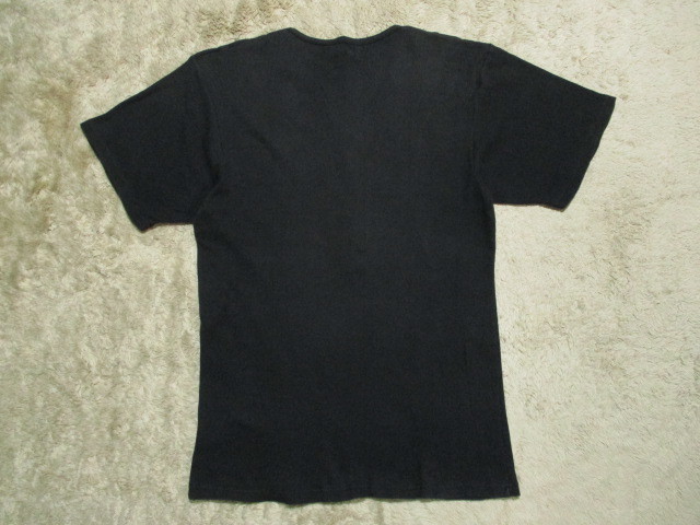 メンズ ノーブランド リブ素材 Vネック 半袖Tシャツ 黒 Lの画像4