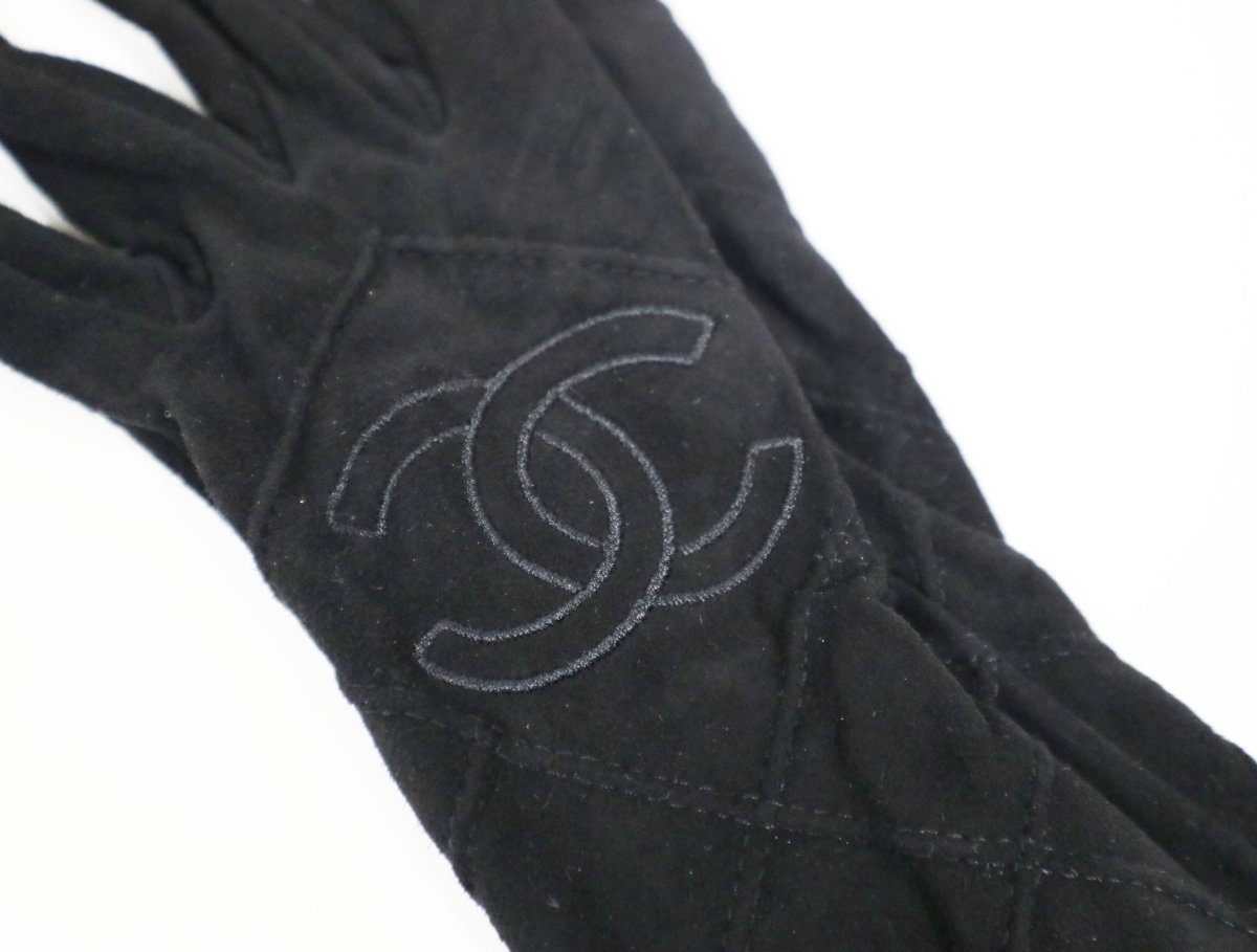 極美品!!シャネル CHANEL ゴートスキン ココマーク グローブ ブラック サイズ 7 1/2 レディース 手袋