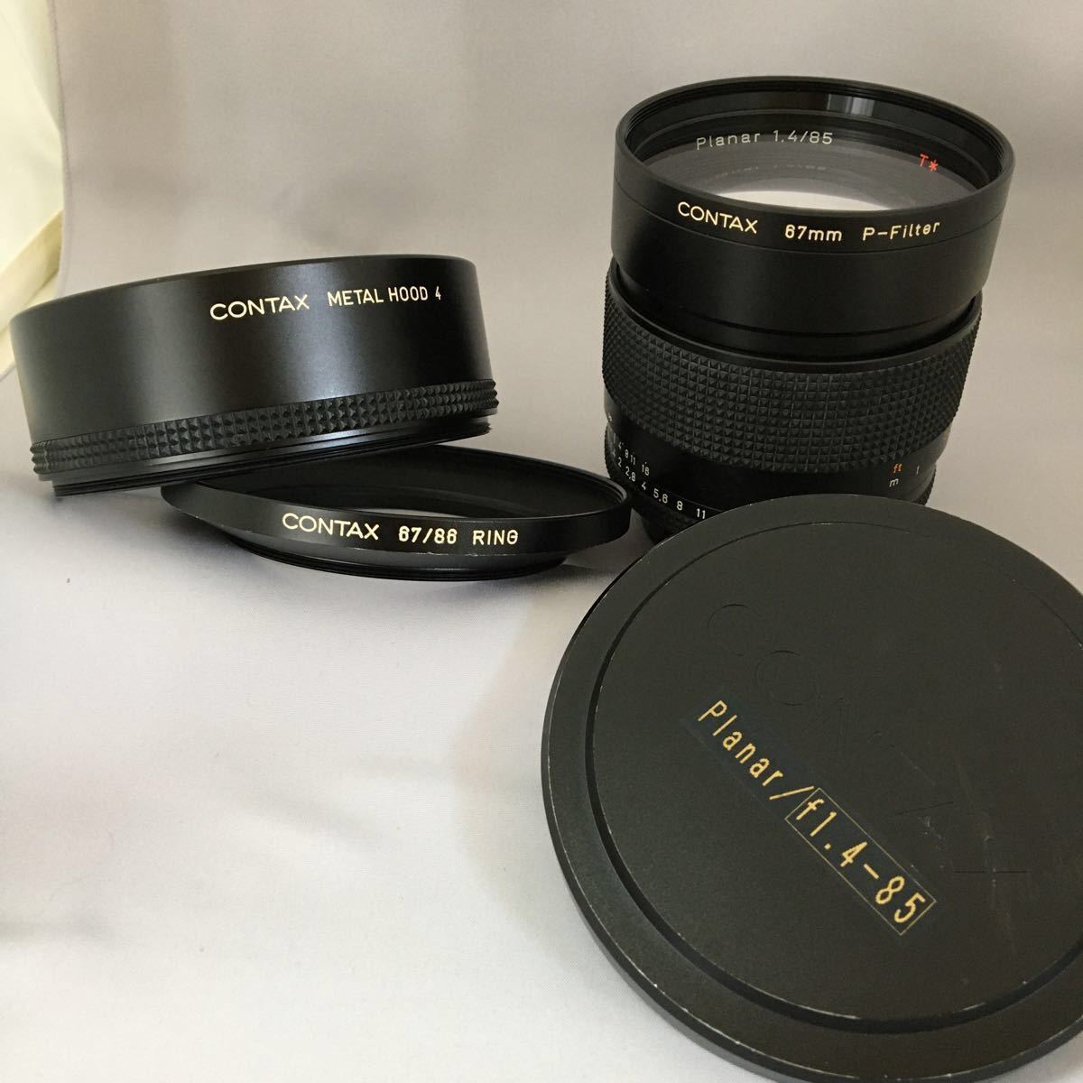 CONTAX PLANAR 1.4/85 + 純正メタルフード他3点付き Carl Zeiss