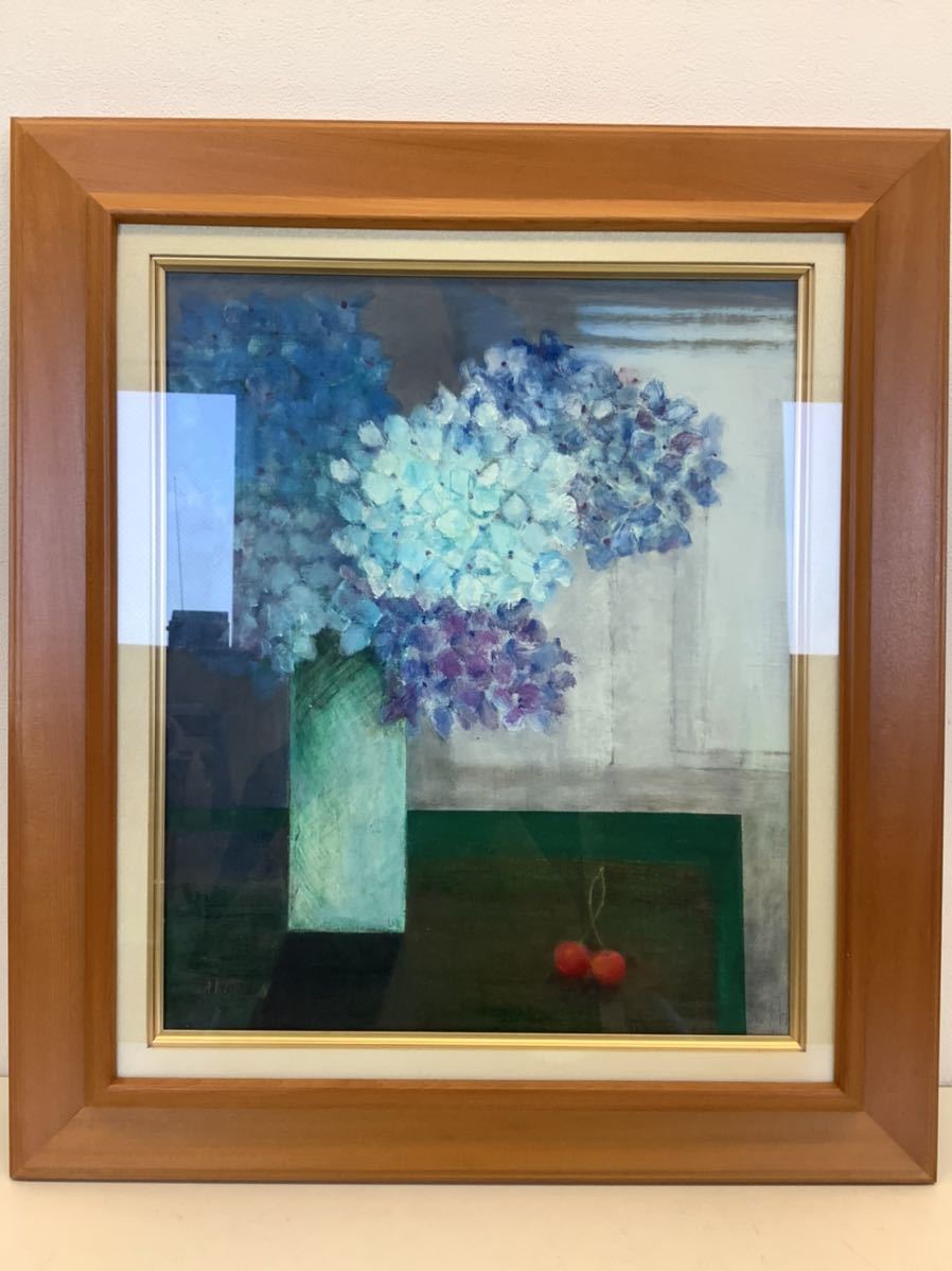 油彩画 洋画 (油絵額縁付きで納品対応可) WSM 「あじさい」 安田 英明 油彩画 洋画 (油絵額縁付きで納品対応可) WSM 「あじさい」 安田 英明