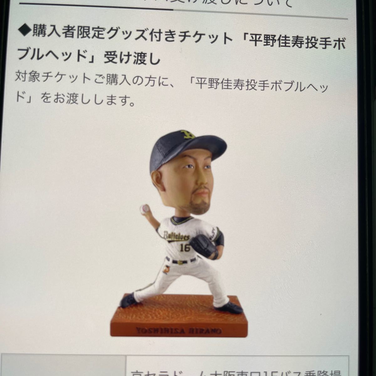 WEB限定カラー オリックスバファローズ 平野佳寿投手グッズ