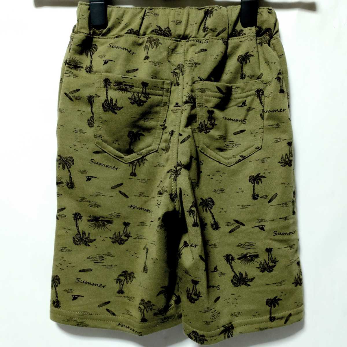  special price / unused / cocos nucifera pattern / cut and sewn / shorts / child =110cm/ waistline =49~55cm/khaki
