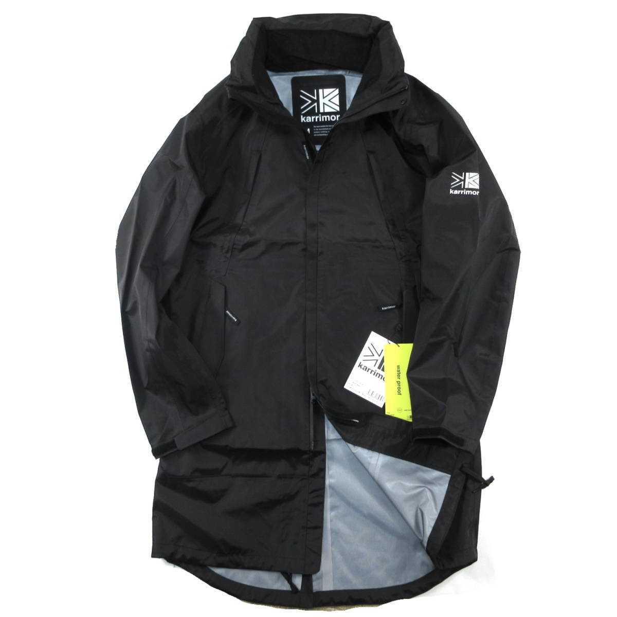  新品 Karrimor pioneer long coat カリマーパイオニア ロング コート S ブラック 定価3.5万 フード収納可 防風 防水 透湿_画像7