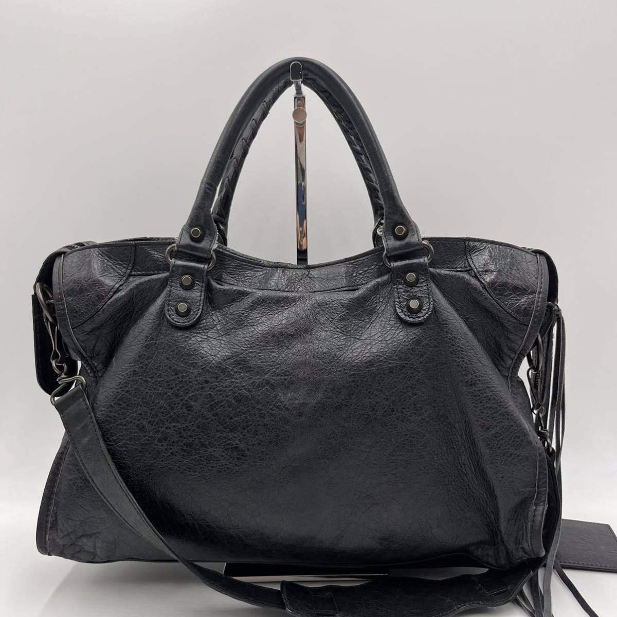 1円〜【良品】BALENCIAGA バレンシアガ ファースト シティ 2way ハンドバッグ ショルダーバッグ ブラック レザー A4収納可 _画像3