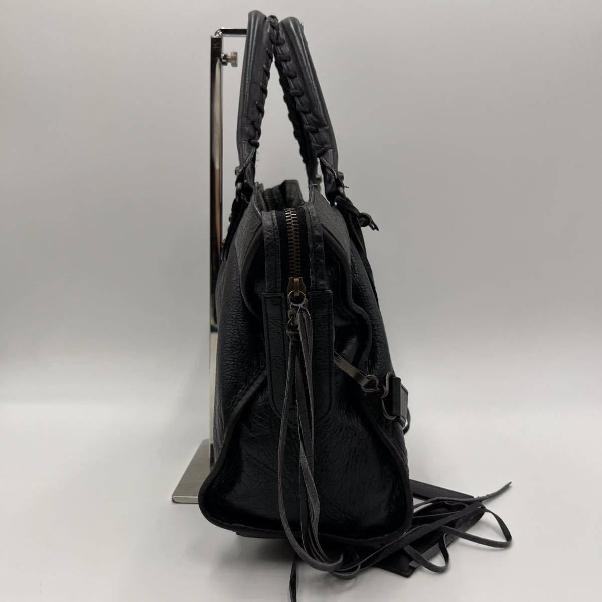 1円〜【良品】BALENCIAGA バレンシアガ ファースト シティ 2way ハンドバッグ ショルダーバッグ ブラック レザー A4収納可 _画像5