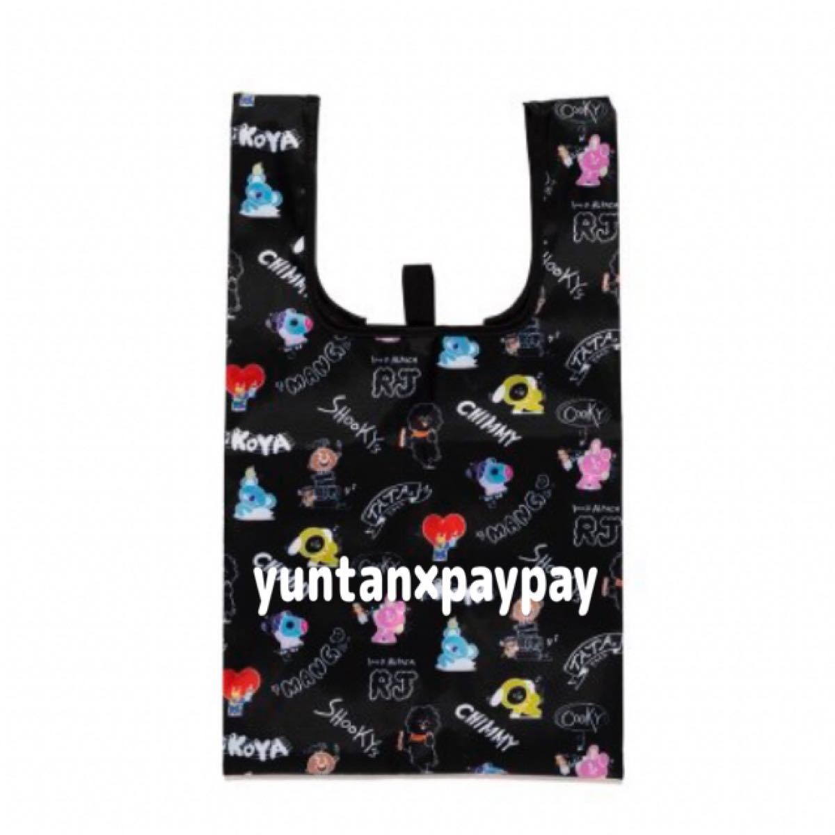【専用】BTS V TYPE 1東京 展示会 エコバッグ 黒&白 新品未開封 BT21 エコバッグ 広マチサイズ 落書き BTS BT21公式 バッグ Bag