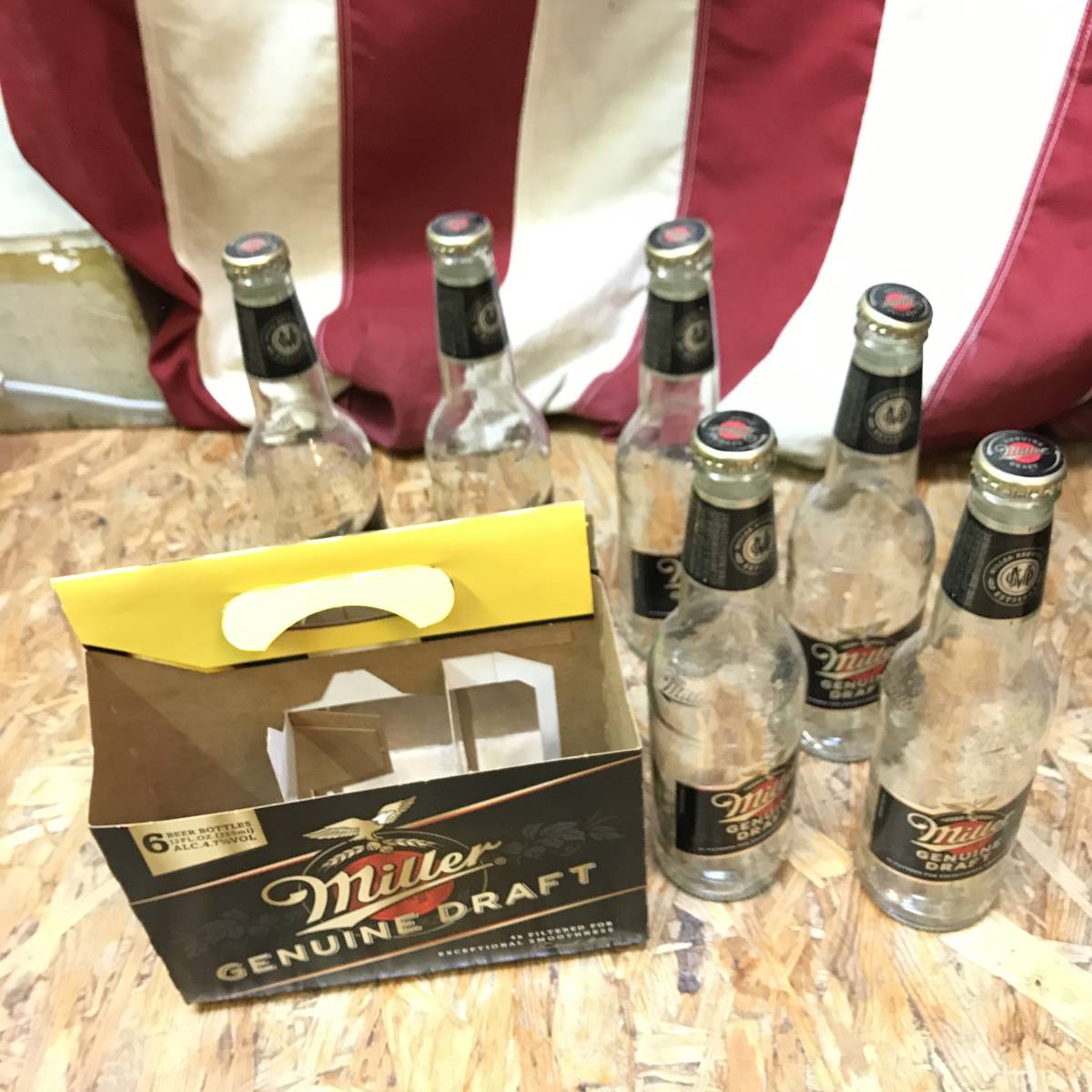 【MILLER・ミラー】BEER Bottlesビール 空き瓶　6本セット＋ボトル　キャリー_画像5