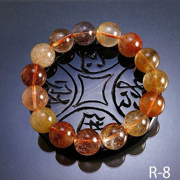 ルチルクォーツ 14mm ブレスレット (その2) R-11 重さ 57g 内周約15cm