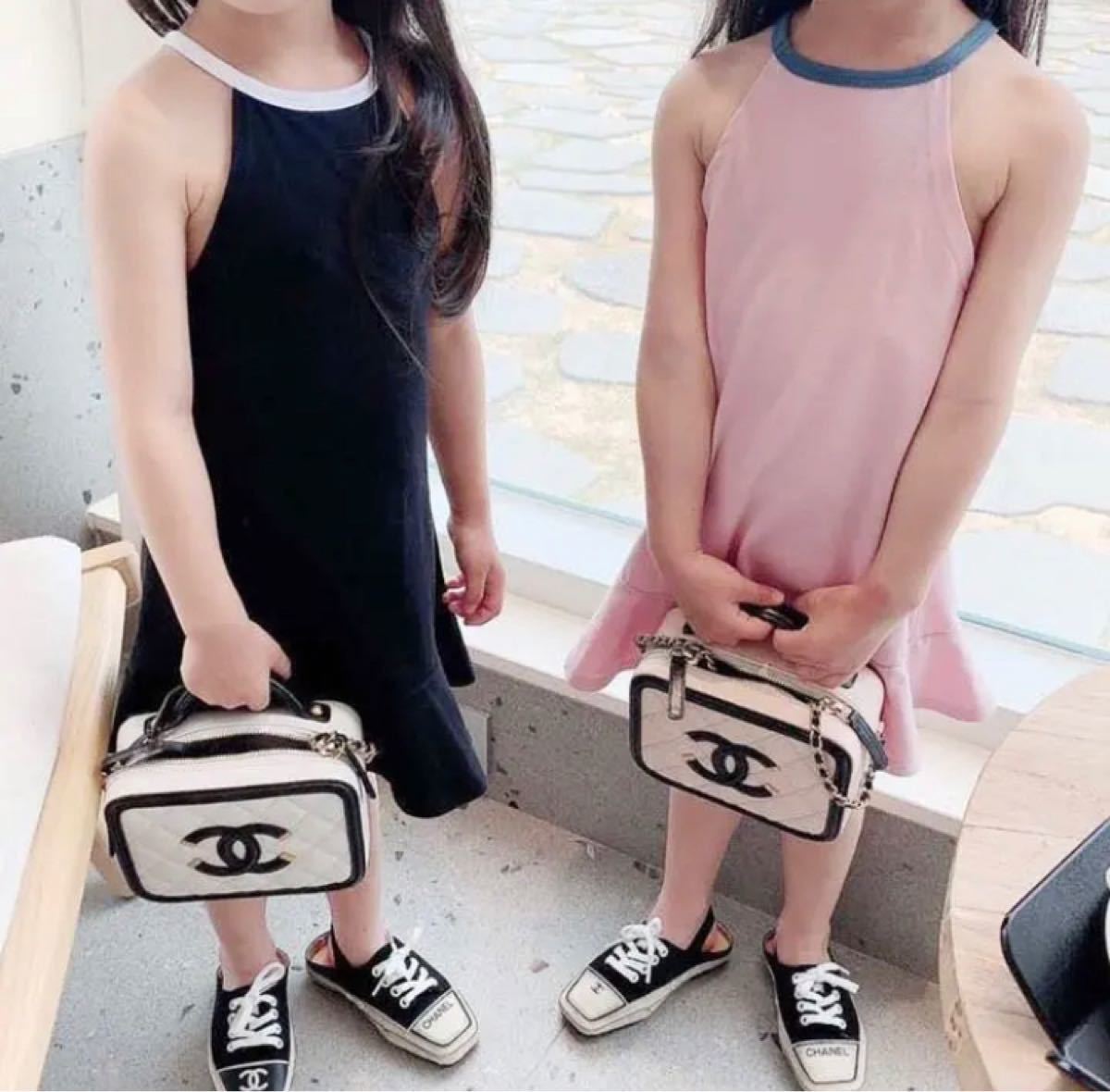 韓国子供服　キャミフリルワンピース pink 新品 120size