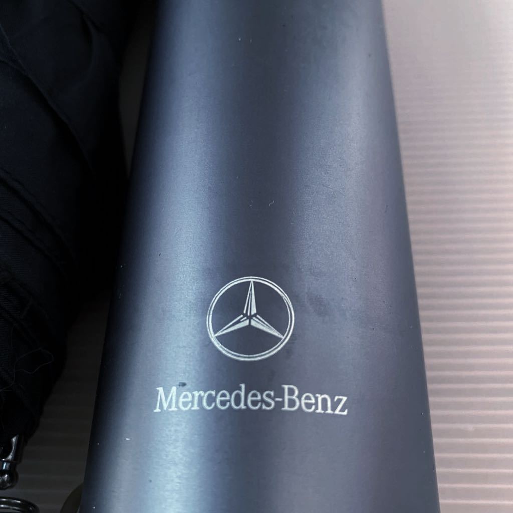 【訳あり】 Mercedes Benz ベンツ 折りたたみ 傘 スチール缶入り 未使用車載15年傷ダメージ有 ケース直径5.5×縦24cm 傘直径約90×柄約54.5_画像7