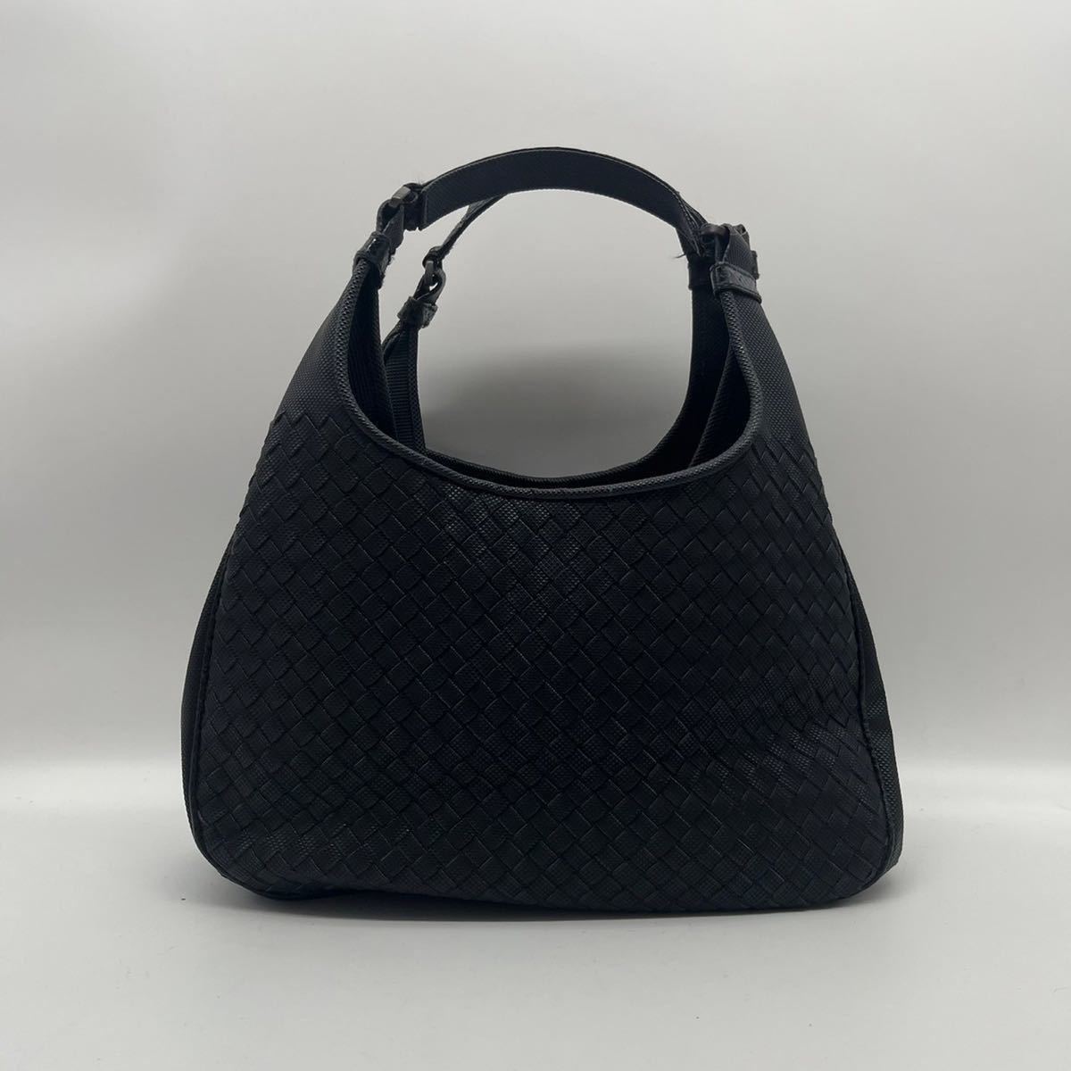 1円〜【極美品】BOTTEGA VENETA ボッテガヴェネタ トートバッグ ショルダーバッグ イントレチャート カンパーナ PVC 編み込み ブラック_画像2