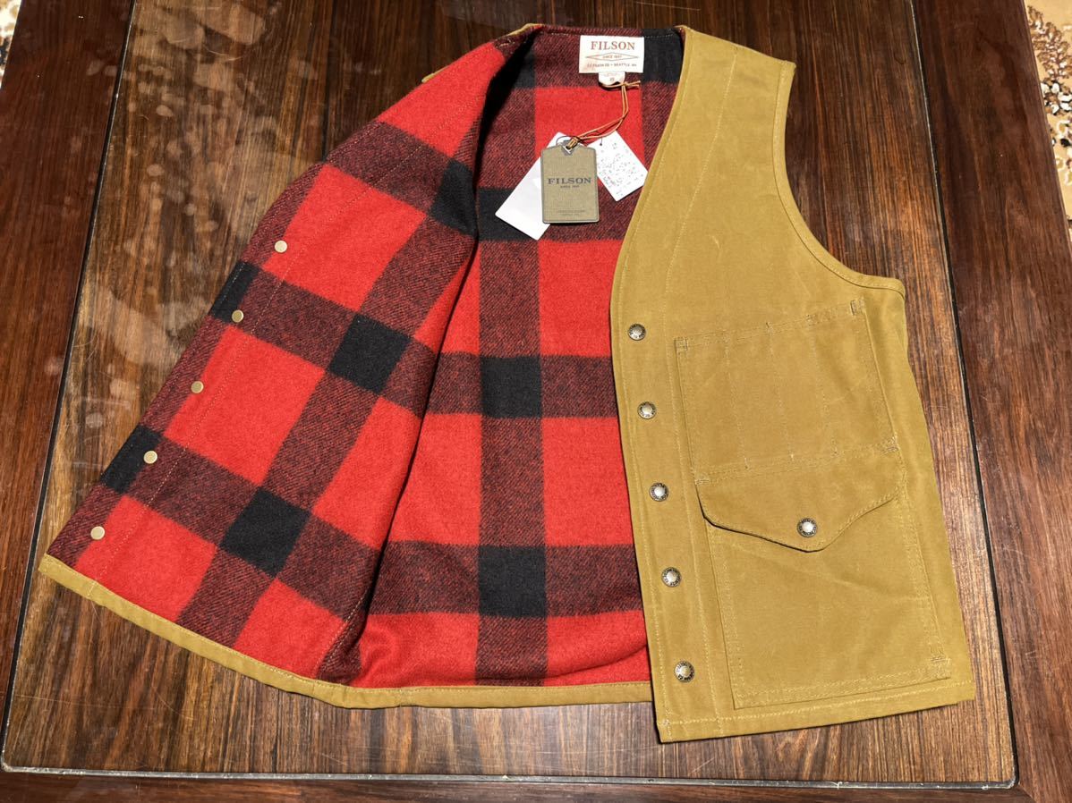 レア 米国製 限定版 新品未使用 FILSON フィルソン MACKINAW WOOL LINED TIN CLOTH VEST マッキーノウール ラインド ティンクロス ベスト_画像1