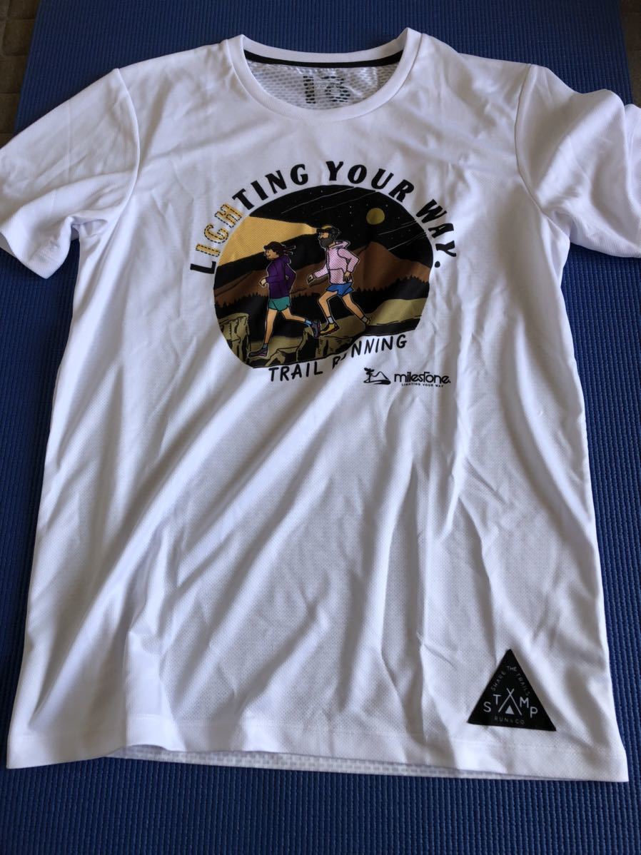 milestone×STAMP RUN ＆ CO (マイルストーン×スタンプランアンドコー) original T-shirts WHITE コラボ Tシャツ｜PayPayフリマ