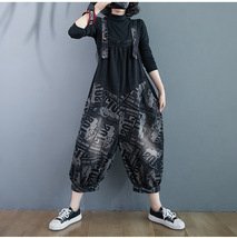 LHW380★新作Ｍ~2XL サロペット レディース　ジーンズ　オーバーオール つなぎ オールインワン ワイドパンツ デニムサロペットゆったり _画像3